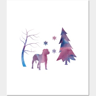 Staffordshire Terrier, Staffy, Amstuff Winter Snowflakes Art Posters and Art